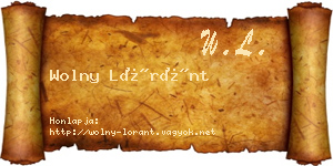 Wolny Lóránt névjegykártya